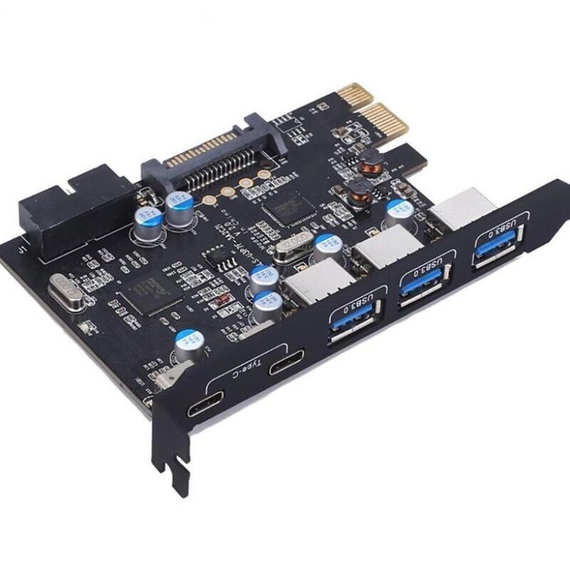 Карта PCI Express на 3 ПОРТА USB 3.0 2 порта USB3.1 Type-C Внутренний USB 3.0 20PIN 7 портов USB-концентратор PCIE на Ty - фото