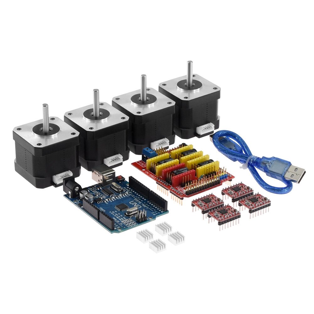 TWO TREES CNC Shield + плата UNO R3 + 4 шаговых двигателя A4988 Мотор Драйвер + 4 шаговых двигателя 4401 Мотор Набор дл - доставка