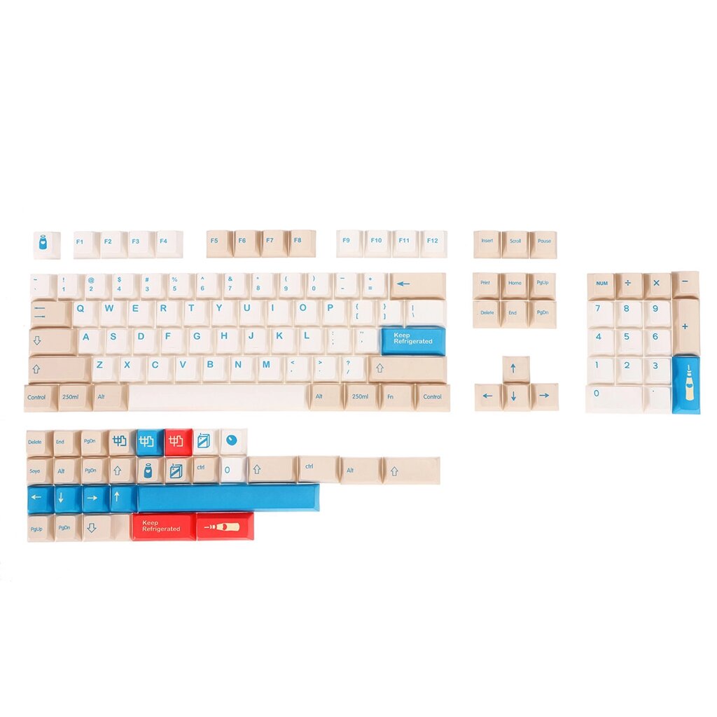 134 Keys Soymilk PBT Keycap Set Cherry Profile Sublimation Custom Keycaps для клавиатур Механический - акции