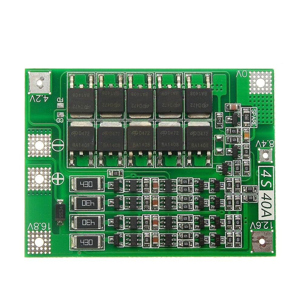 4S 40A литий-ионный литий Батарея 18650 зарядное устройство PCB плата защиты BMS с балансом для Дрель Мотор 14,8 В 16,8 - описание