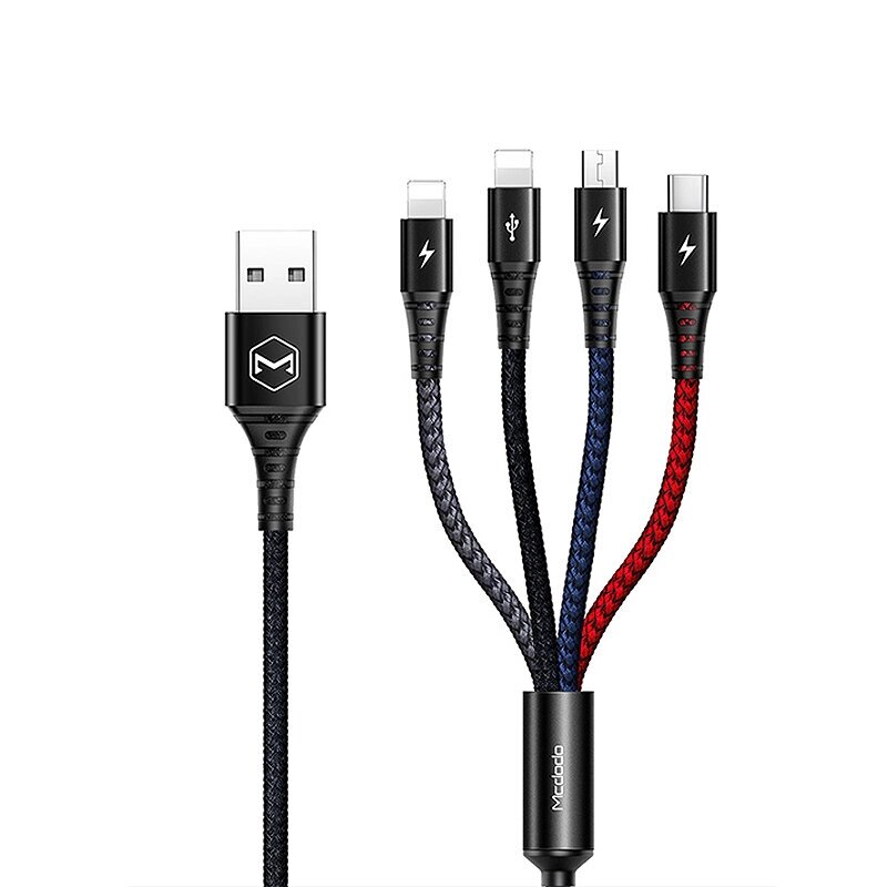 Макдодо CA-6230 2.4A от USB-A до Type-C/iP*2/кабель Micro USB для быстрой зарядки и передачи данных Медь Core Line длино - сравнение