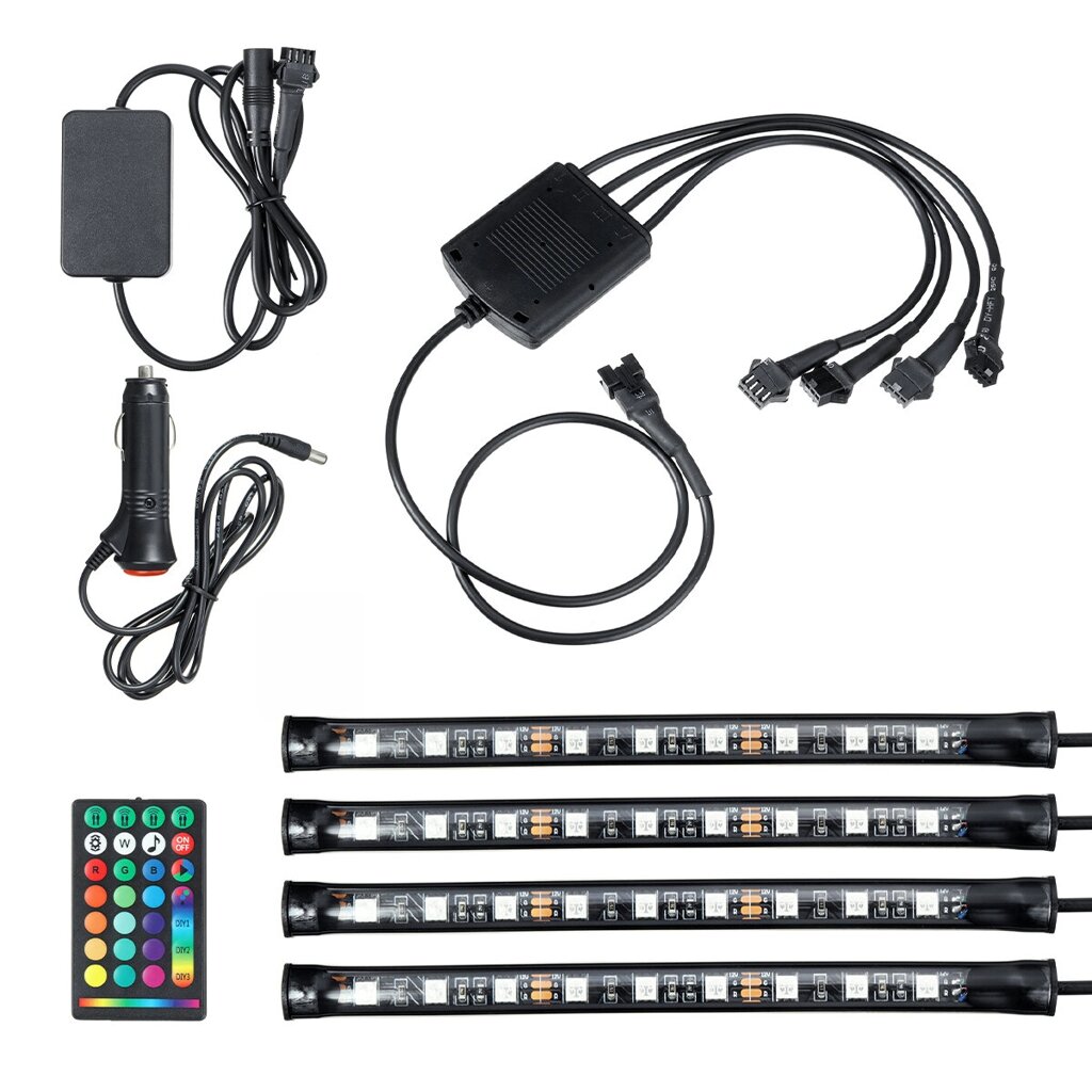 4PCS 9LED RGB полосные огни подсветки Управление дистанционным управлением Декоративный полоса атмосферы внутренняя ламп - преимущества