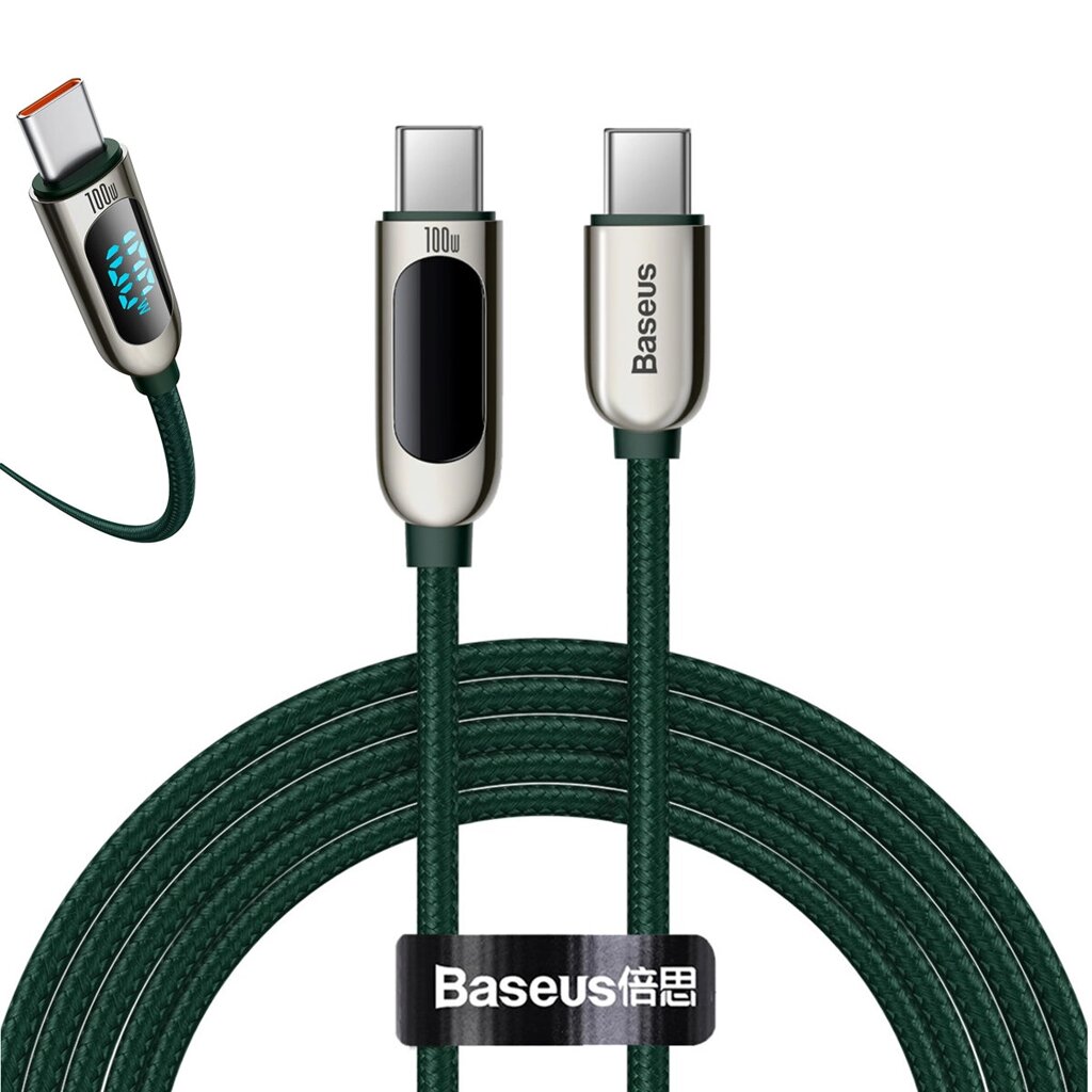 Baseus 100 Вт LED Дисплей Type-C до Type-C PD Power Delivery 2M Cable E-mark Chip Быстрая зарядка Шнур для передачи данн - особенности