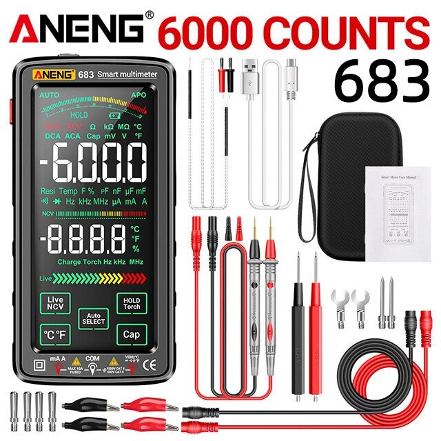 ANENG 683 Smart Мультиметр High-end Touch 6000 Counts Multimetro Test Аккумуляторный мультитестер Тестер напряжения пере - интернет магазин