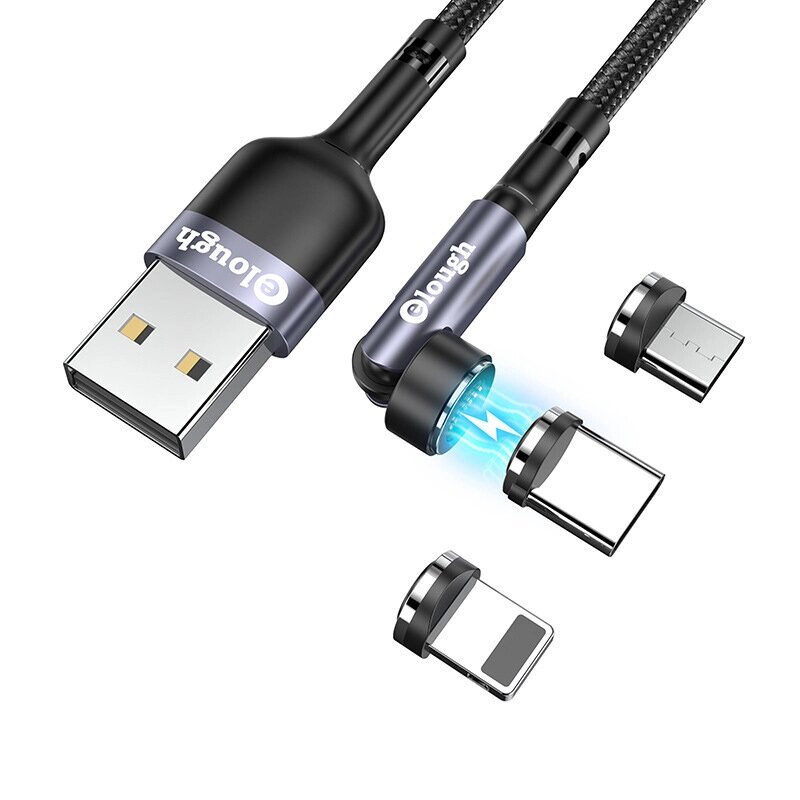 Кабель достаточно 540 Magnetic 3A USB-A к iP/Type-C/Micro USB для быстрой зарядки и передачи данных Медь Core Line 1M/2M - гарантия