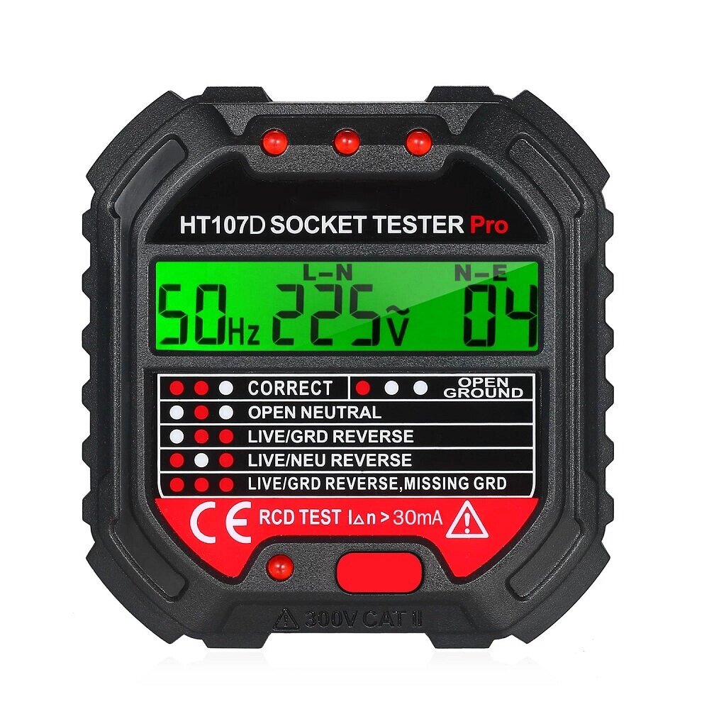 HT107 GFCI Outlet Tester с напряжением Дисплей 90-250V Разъем Тестер для электротехнического офиса Разъем s Стеновые удли - сравнение