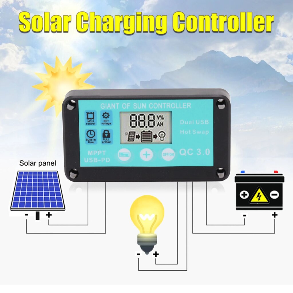 Солнечный контроллер Mppt Precise Monitoring Controller с функцией LCD Screen Multiple Protection Солнечный контроллер з - доставка