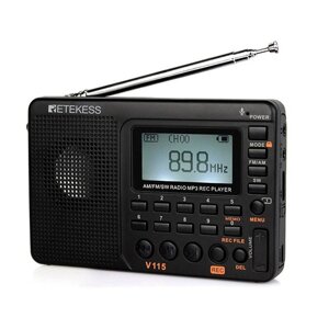 Retekes V115 Радио FM AM SW Portable Радиоs Аккумуляторная коротковолновая Радио Устройства All Full Waves USB Recorder