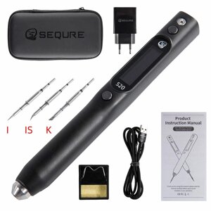 SEQURE DC Паяльник-S20K+I+IS European Standard-with 3 Паяльник Tips Tool+Holder+Storage Bag