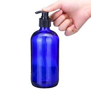 Синяя стеклянная бутылка 250 мл / 500 мл с крышкой Насос Распылитель воды Essential Масло Бутылка для хранения