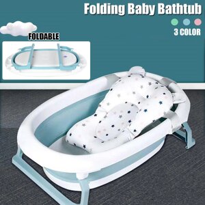 Складная детская ванночка Складная подставка для ванны для новорожденных C Подушка BlueGreen Розовый