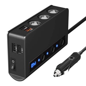 SLW002 180 Вт 4 USB Авто Зарядное устройство Разъем QC3.0 Быстрая зарядка 12 В/24 В Адаптер с разветвителем