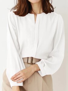 Solid Long Sleeve Notch Шея Блузка For Женское