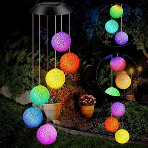 Солнечные колокольчики, меняющие цвет шаровые колокольчики LED Украшения Подарки для мам и детей Водонепроницаемы На отк