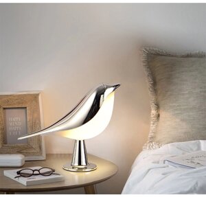 Светодиодная прикроватная тумба Лампа Креативный сенсорный переключатель 3 цвета света Регулируемая деревянная птица Ноч