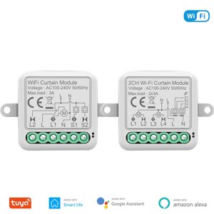 Tuya Smart Wifi Модуль шторного выключателя 3A Поддержка 1/2 Gang Electric Мотор для Ролик Жалюзи Жалюзи APP Дистанционн