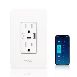 Tuya Smart WiFi US Вилка Разъем USB+Настенная розетка Type-C APP Дистанционное Управление Таймер обратного отсчета Голос