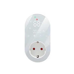 Tuya WiFi 16A Цифровой термостат Розетка EU Plug LED Сенсорный экран Синхронизация Двойной регулятор температуры Беспров