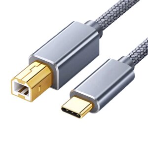 USB C к USB B 2.0 Кабель принтера Плетеный кабель сканера принтера для Canon Epson HP Шнур принтера Сканер USB-кабель пр