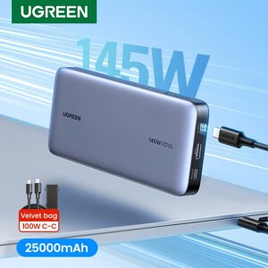 UЗеленый ПБ205 145W 90Wh 25000mAh Power Bank Внешний Батарея Блок питания с 100W Тип C-1 PD3.0 и 45W Тип C-2 и 18W USB-A