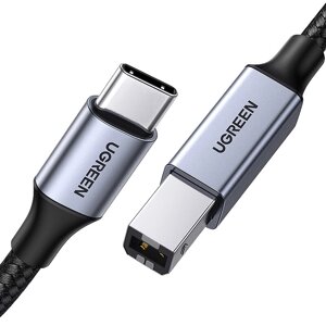 ЮГРИН США370 USB-C к USB-B 2.0 Кабель для принтера Плетеный шнур для сканера принтера Длинный кабель 1,5 м для Epson для