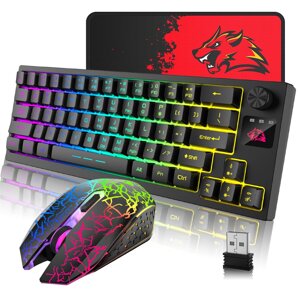 ЗИЮЛАНГ Т50 2.4G Wireless Клавиатура Мышь Combo 64-Keys Translucent RGB Backlit Gaming Клавиатура Регулируемый 800-2400D